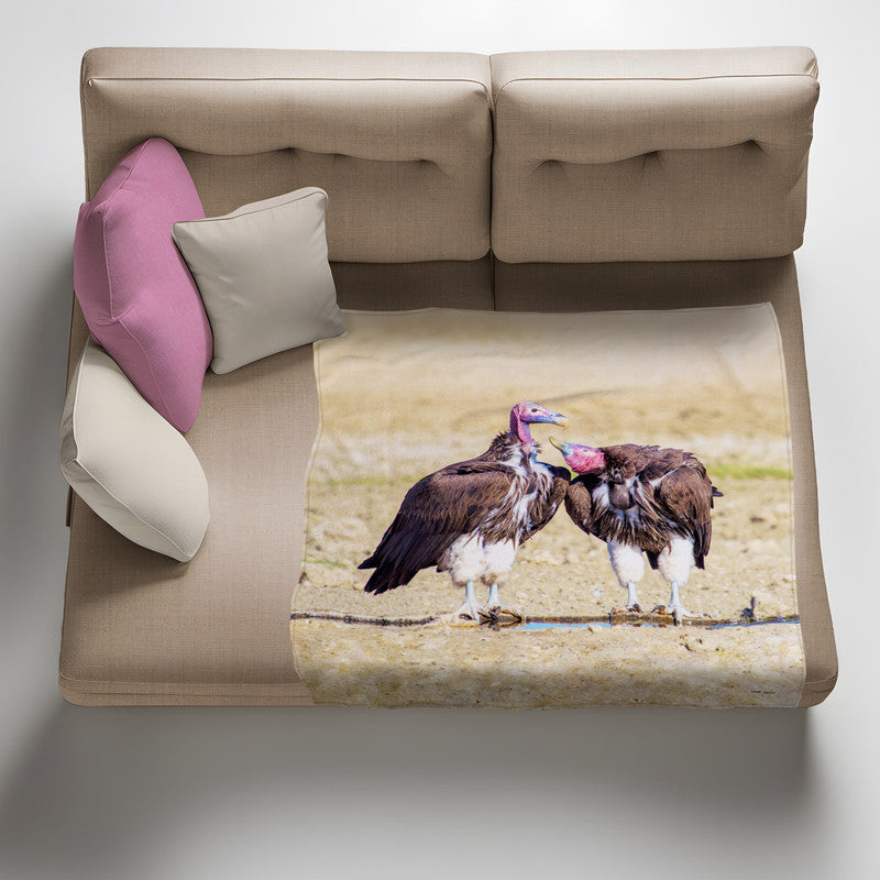 Lapped Faced Vultures Pair Light Weight Fleece Blanket by Annette Heymans