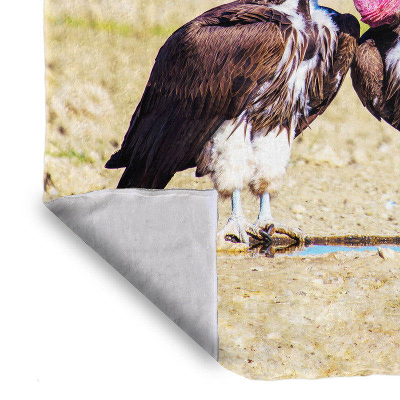 Lapped Faced Vultures Pair Light Weight Fleece Blanket by Annette Heymans