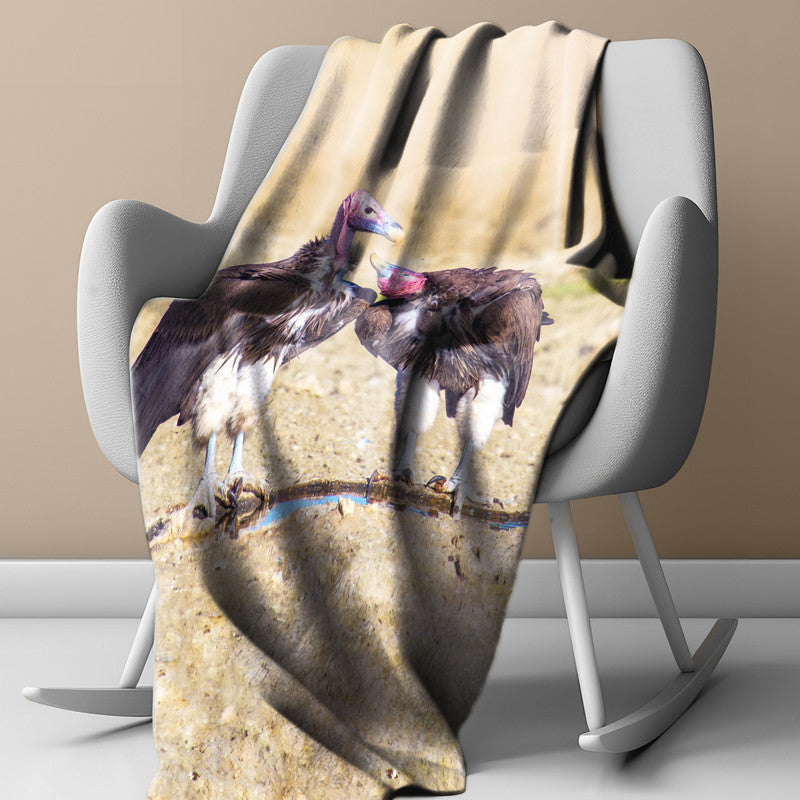 Lapped Faced Vultures Pair Light Weight Fleece Blanket by Annette Heymans