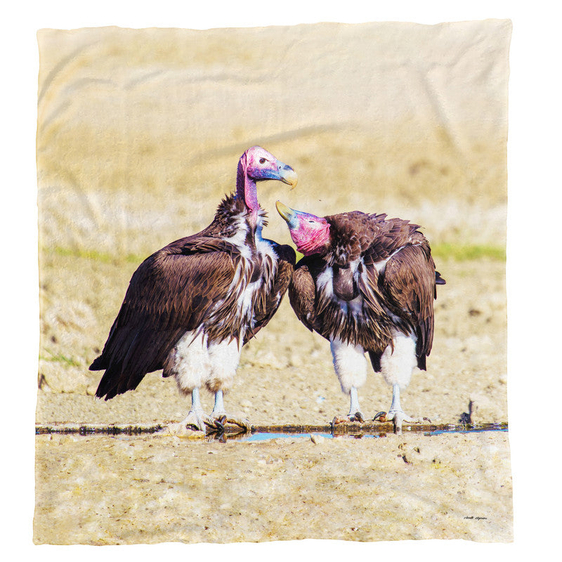 Lapped Faced Vultures Pair Light Weight Fleece Blanket by Annette Heymans