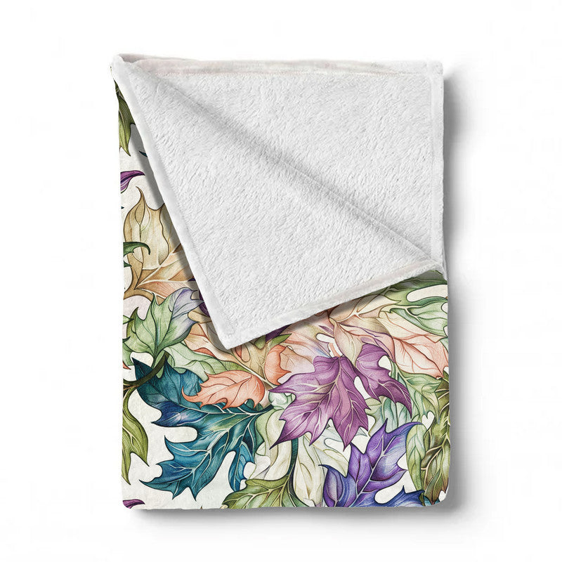Large Leaves Light Weight Fleece Blanket