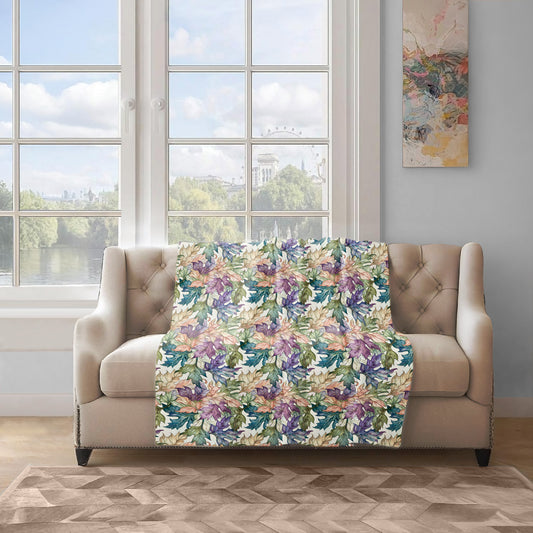 Large Leaves Light Weight Fleece Blanket