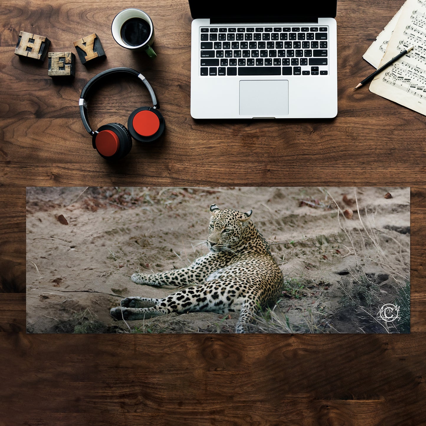 Lazy Leopard Desk Pad by Ferdie Muller