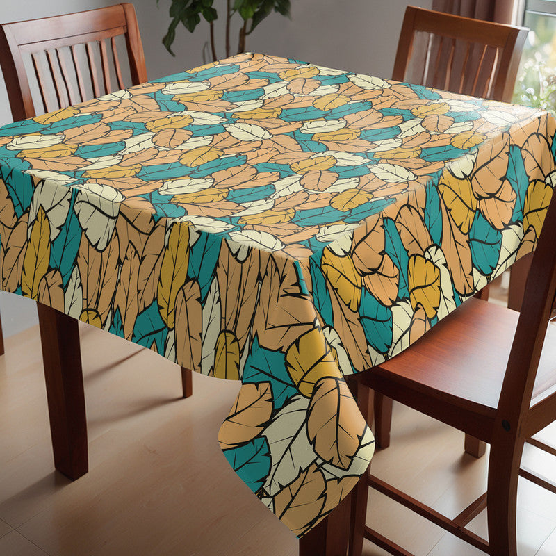 Leafscape Light Orange Green Square Tablecloth