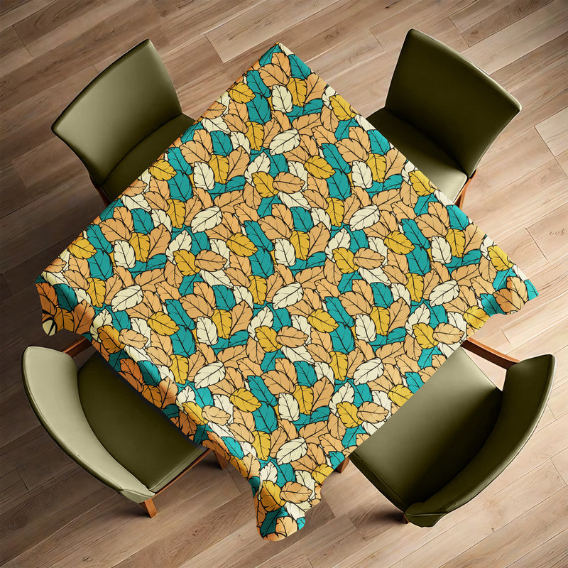 Leafscape Light Orange Green Square Tablecloth