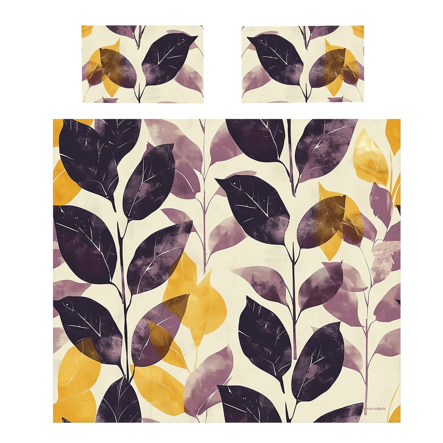 Leaves in Faded Plumb Duvet Cover Set by Wikus Schalkwyk