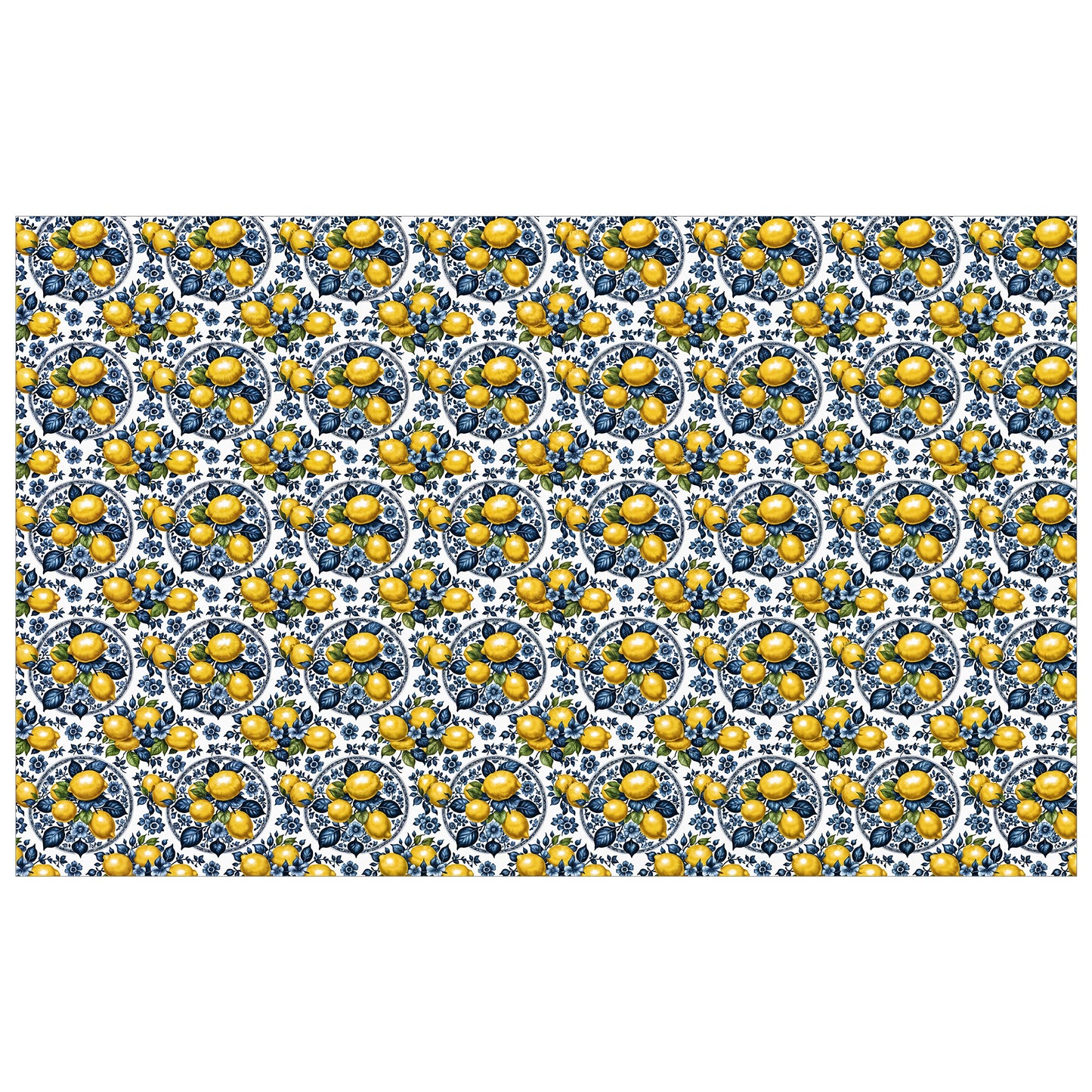 Lemon and Delft Pattern Rectangle Tablecloth