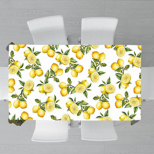 Lemons On White Rectangle Tablecloth by Mark van Vuuren