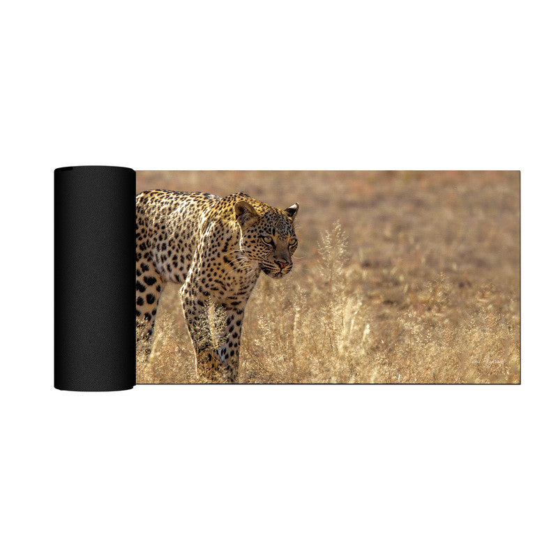 Leopard Luiperd Panthera Pardus Kgalagadi Panthera Leo Large Desk Pad By Fanie Heymans