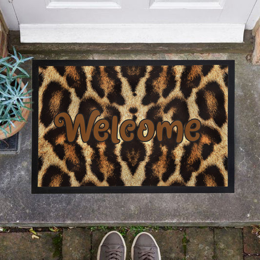 Leopard Print Welcome Door Mat