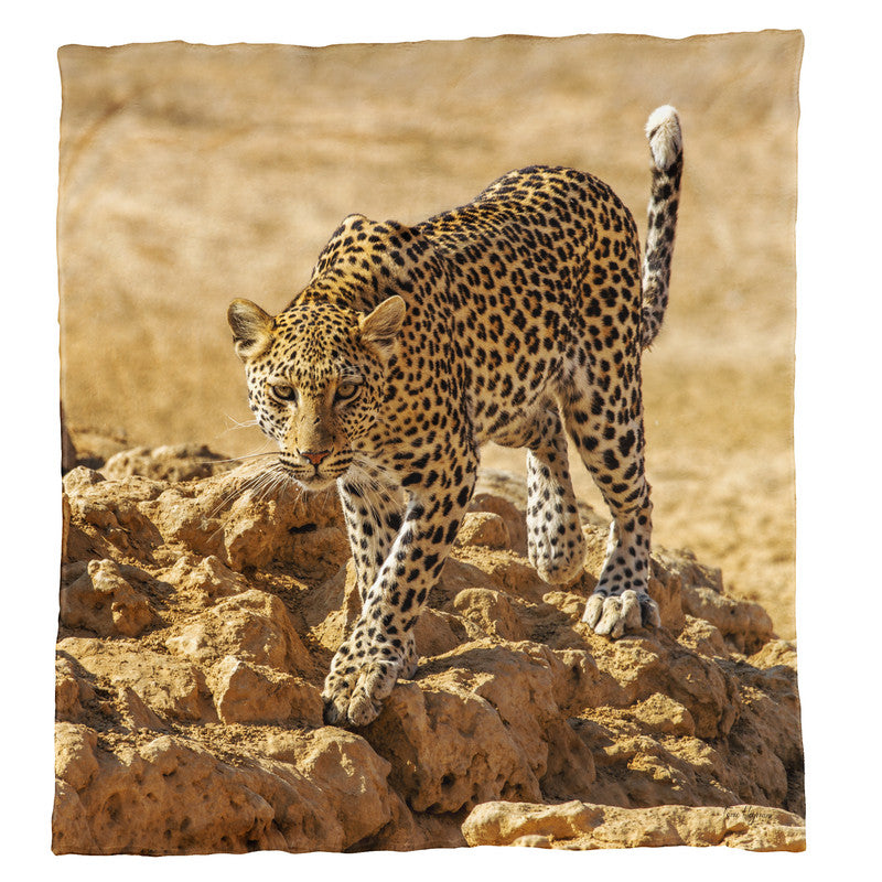 Leopard Stare Light Weight Fleece Blanket by Fanie Heymans