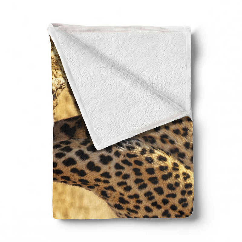 Leopard at Waterhole Light Weight Fleece Blanket by Fanie Heymans