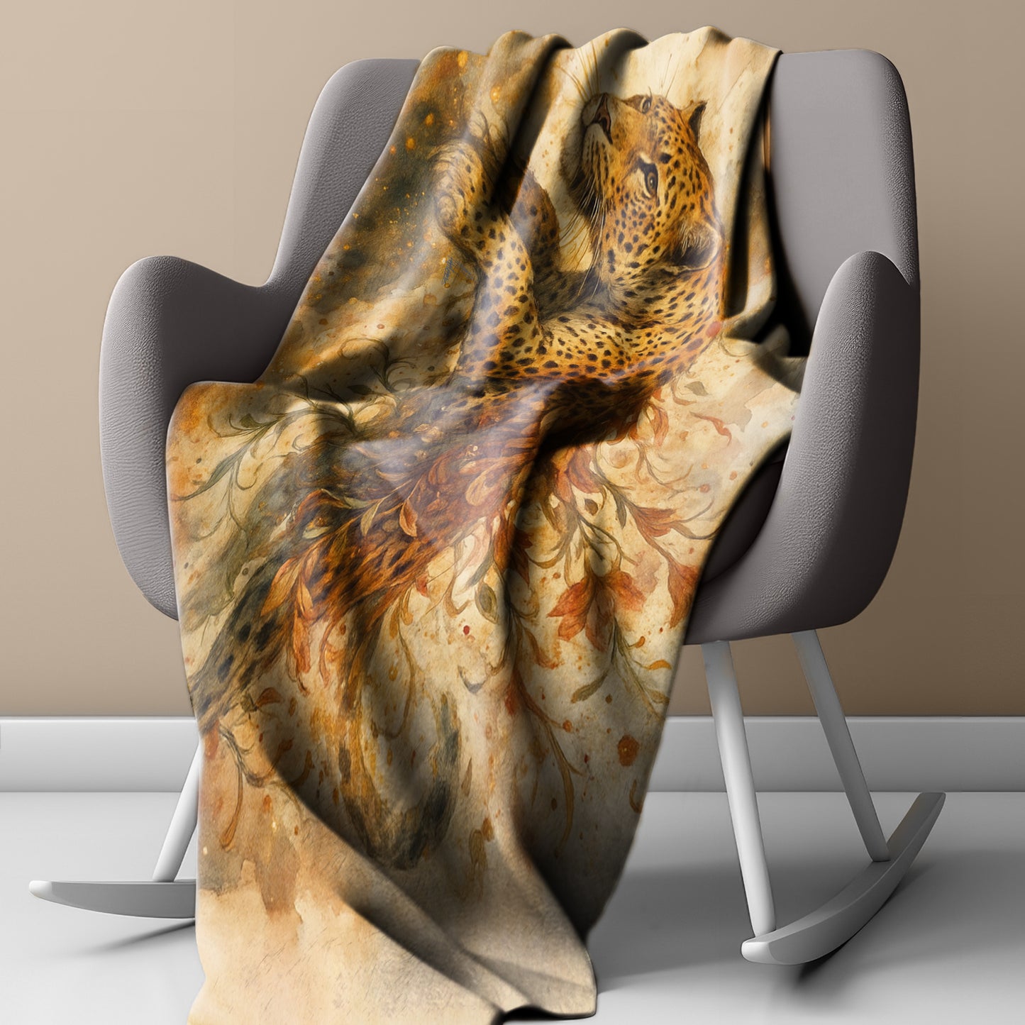 Leopard Golden Leap Light Weight Fleece Blanket by Nathan Pieterse
