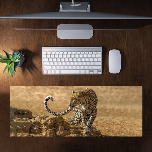 Leopard Kgalagadi Large Desk Pad by Fanie Heymans