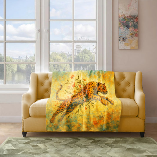 Leopard Through the Leaves Light Weight Fleece Blanket by Nathan Pieterse
