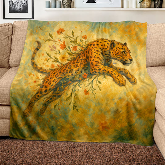 Leopard Through the Leaves Light Weight Fleece Blanket by Nathan Pieterse
