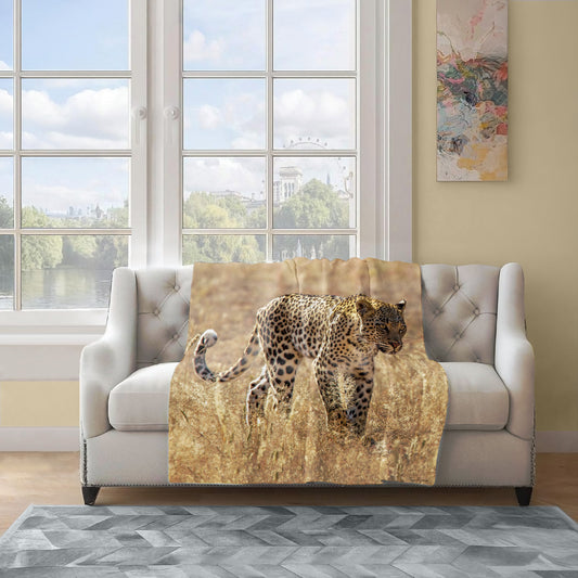 Leopard Kgalagadi Light Weight Fleece Blanket By Fanie Heymans