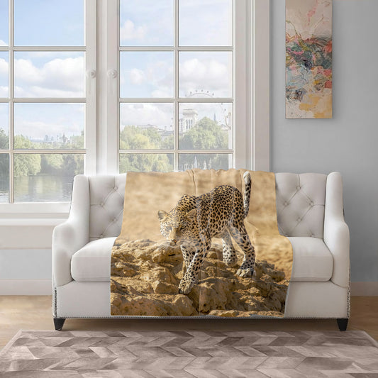 Leopard Stare Light Weight Fleece Blanket by Fanie Heymans