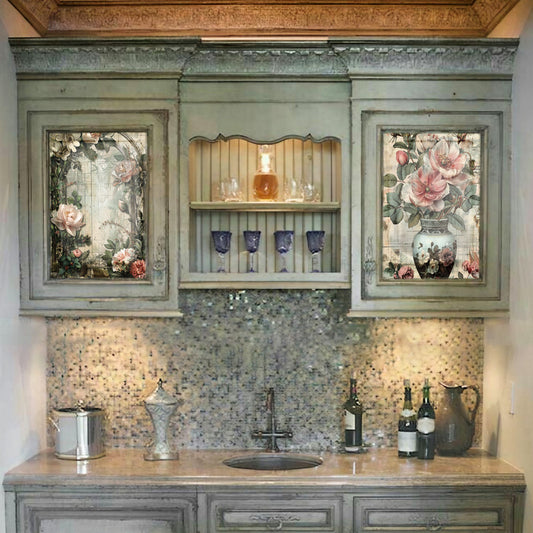 Life Memories Of Peach Flowers Decoupage A3