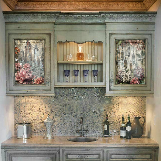 Life Memories of Blooming Pink Flowers Decoupage A3