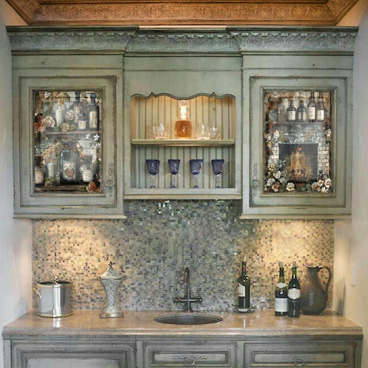 Life Memories of Dark Glass Bottles Decoupage A3