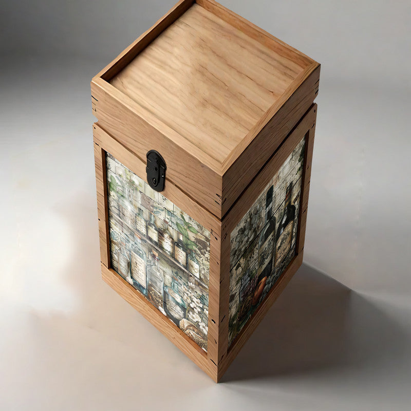 Life Memories of Dark Glass Bottles Decoupage A3