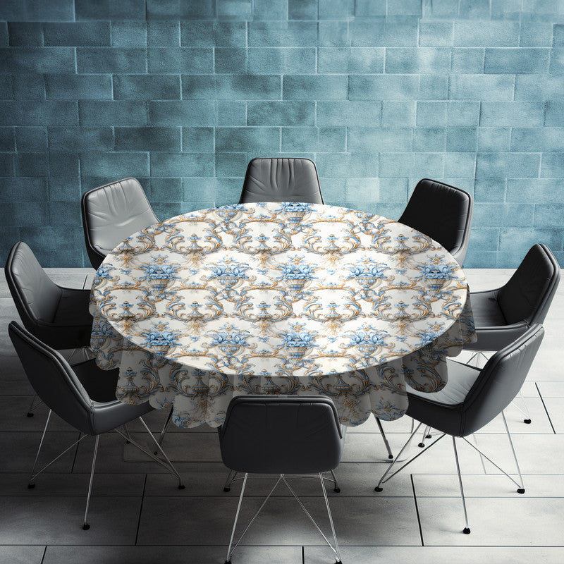 Light Blue Decorations Round Tablecloth