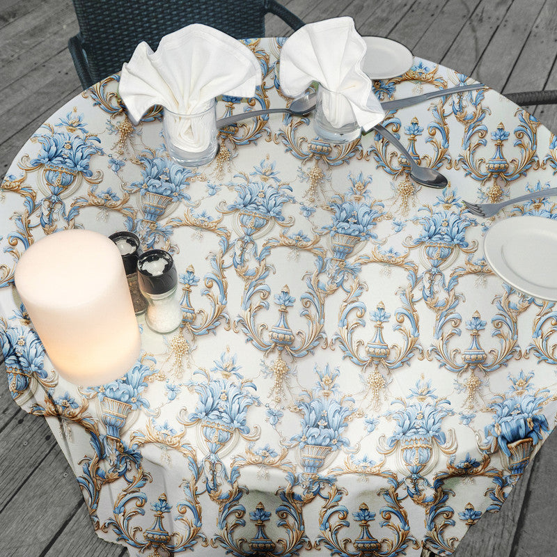 Light Blue Decorations Round Tablecloth