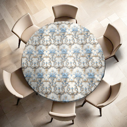 Light Blue Decorations Round Tablecloth