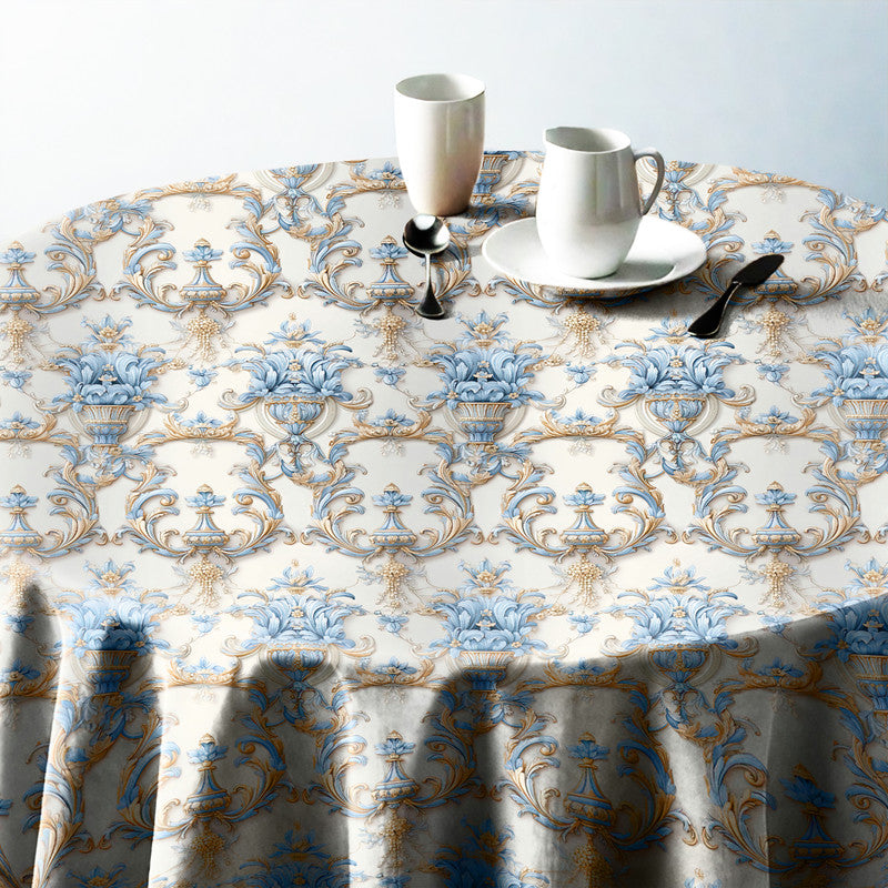 Light Blue Decorations Round Tablecloth
