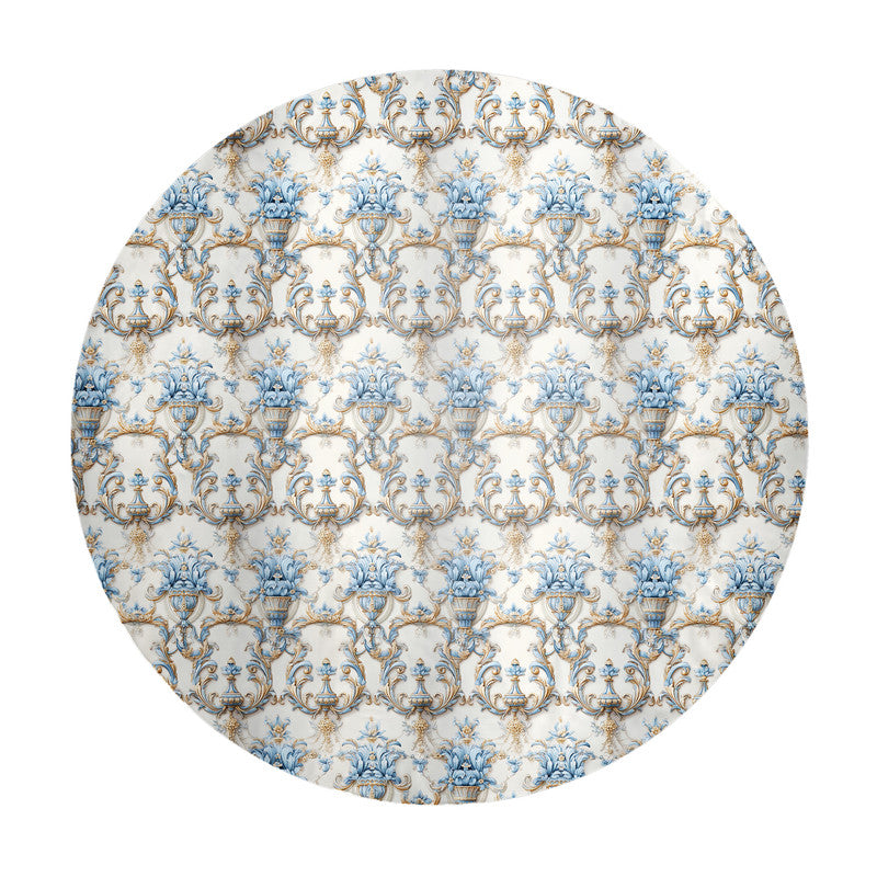 Light Blue Decorations Round Tablecloth