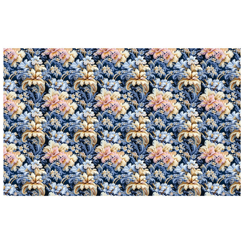 Light Blue Floral Rectangle Tablecloth