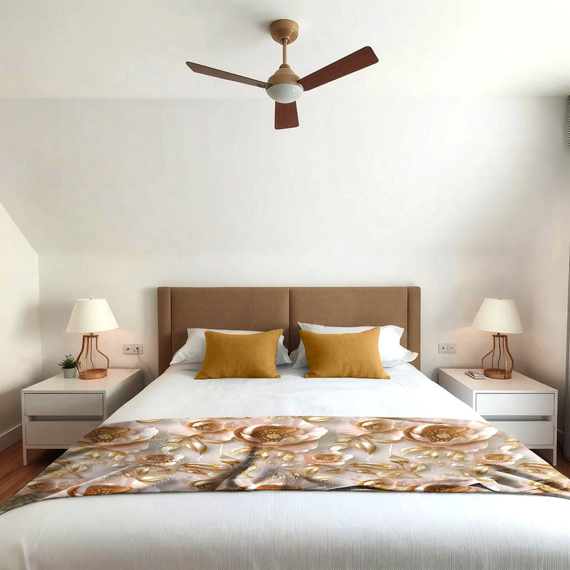 Light Cream Peonies Light Bed Throw