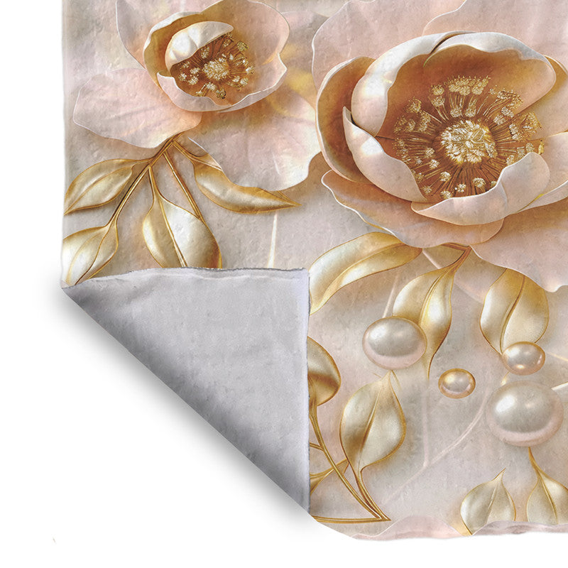 Light Cream Peonies Light Bed Throw