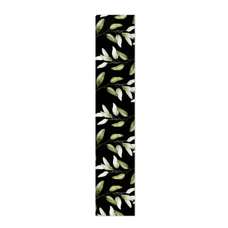 Light Green Leaves on Black Table Runner by Mark van Vuuren