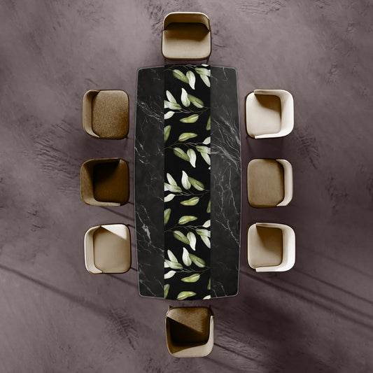 Light Green Leaves on Black Table Runner by Mark van Vuuren