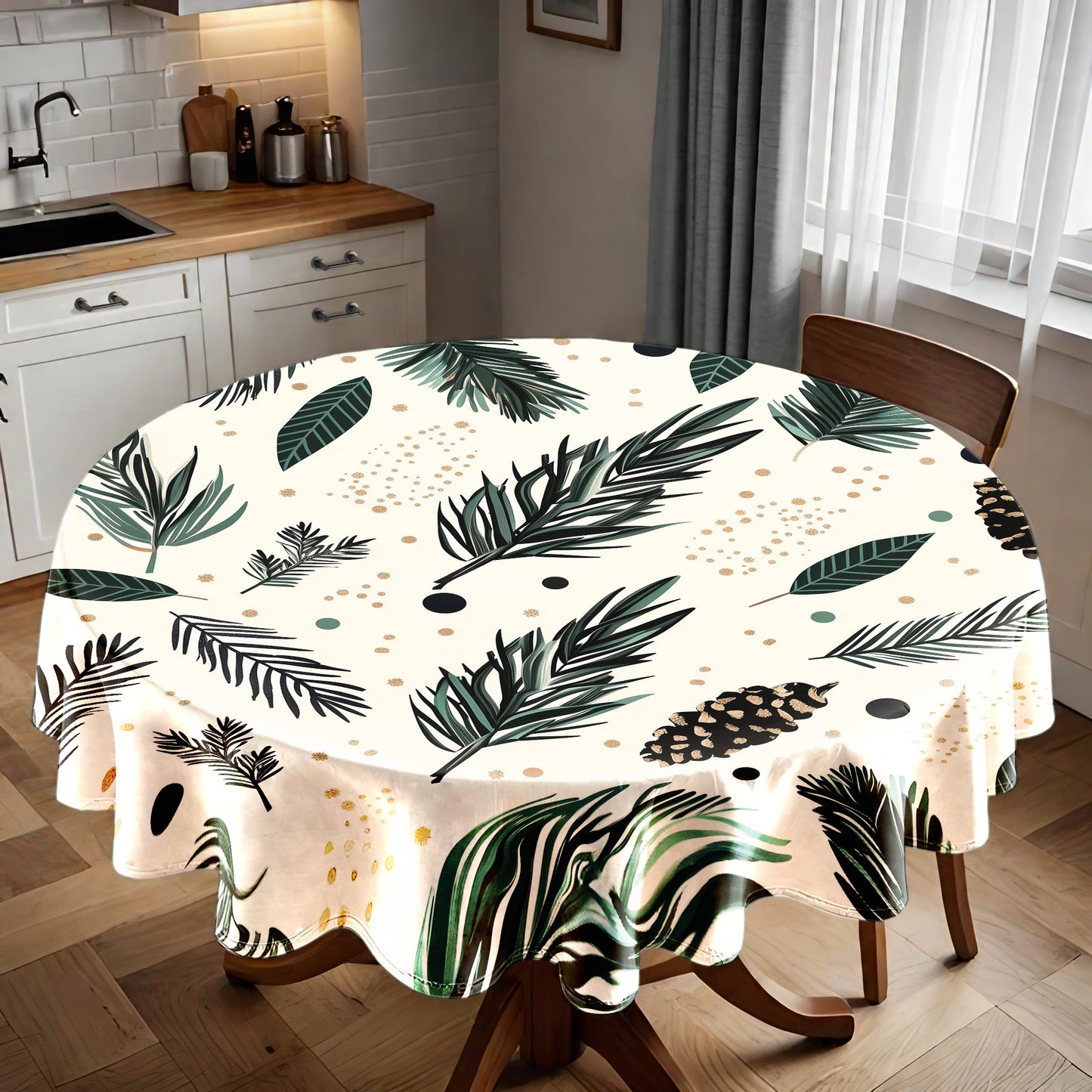 Light Evergreen Whispers Round Tablecloth by Wikus Schalkwyk