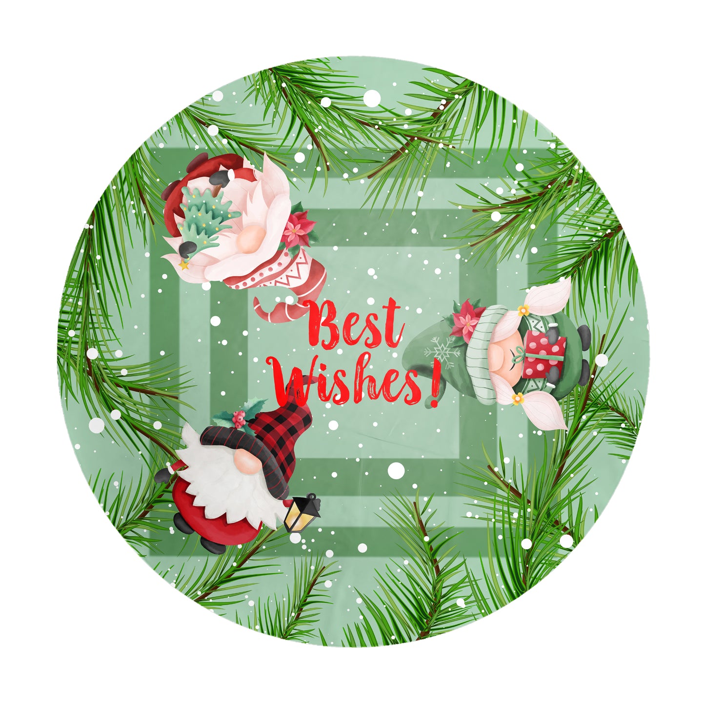 Light Green Christmas Round Tablecloth