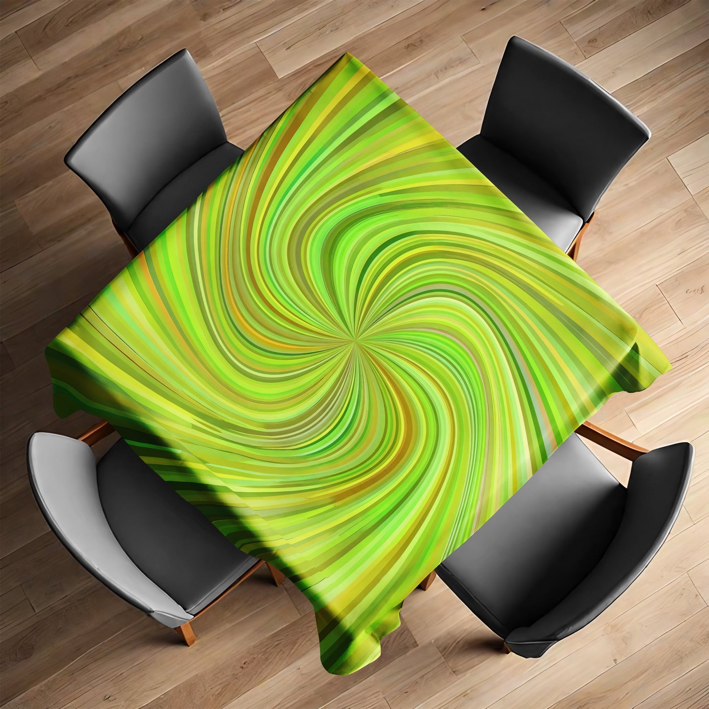 Light Green Swirl Square Tablecloth