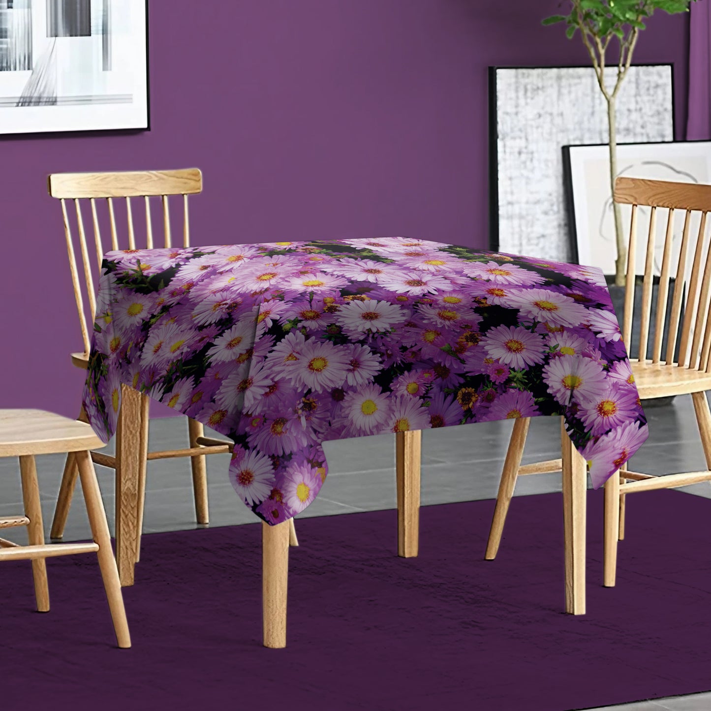 Lilac Daisies Square Tablecloth