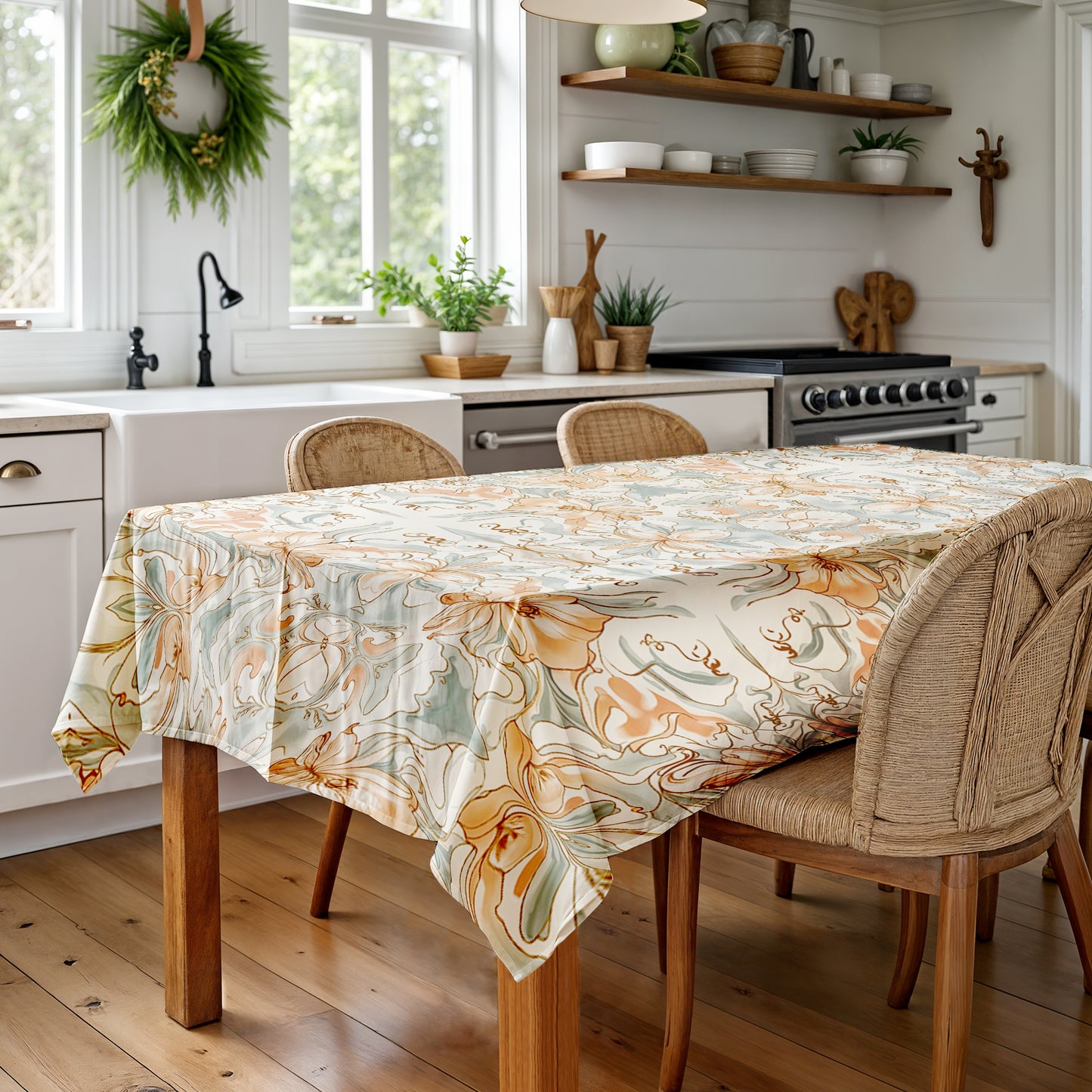 Lilies On Cream Rectangle Tablecloth
