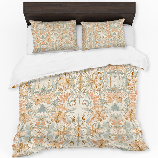 Lilies On Cream Duvet Cover Set