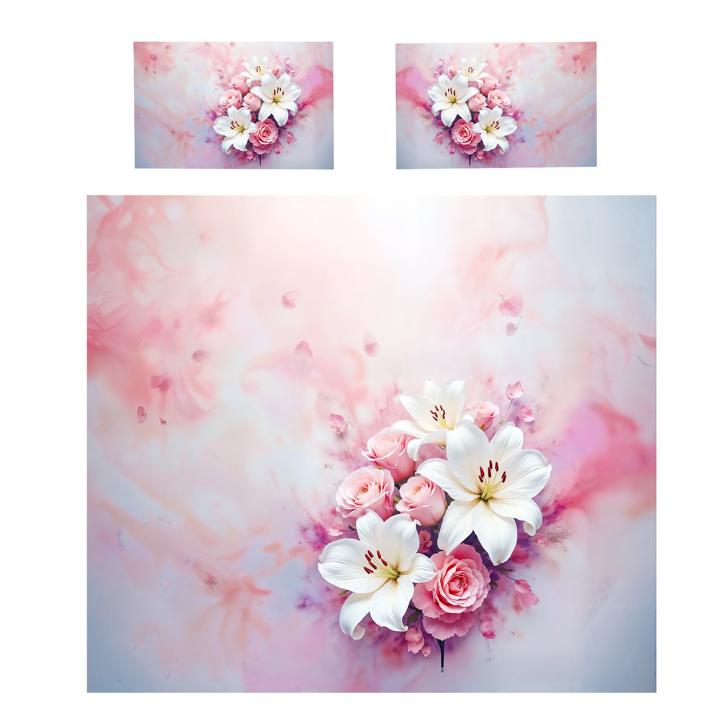 Lily Pink Roses Duvet Cover Set