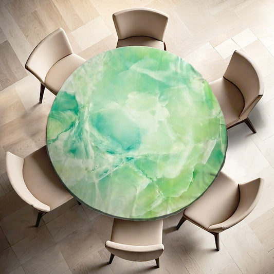 Lime Marble Abstract Round Tablecloth