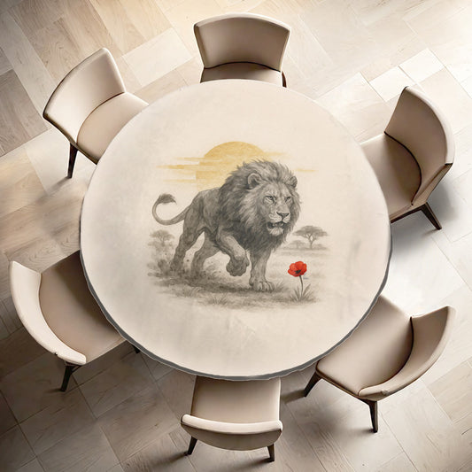 Lion At First Light Round Tablecloth by Nathan Pieterse