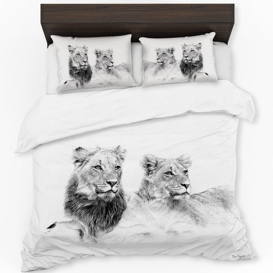Lion Teenager Black White By Fanie Heymans Duvet Cover Set