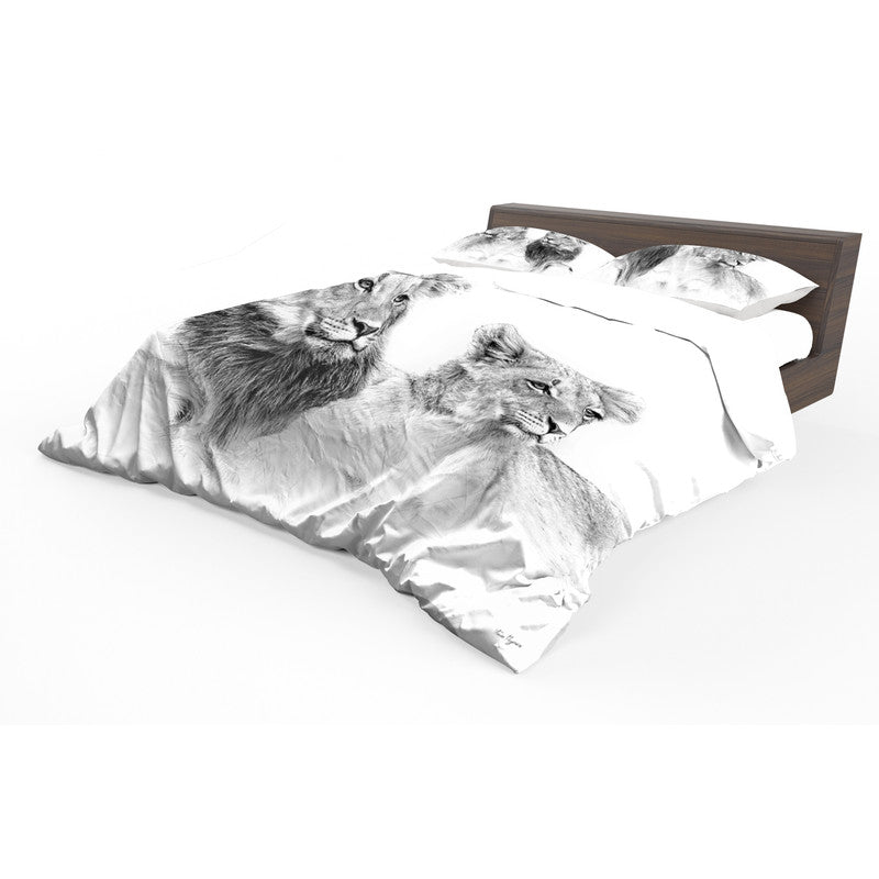 Lion Teenager Black White By Fanie Heymans Duvet Cover Set