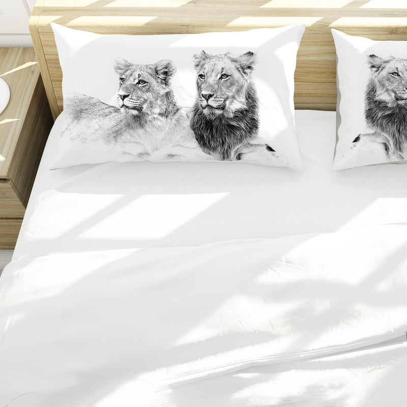 Lion Teenager Black White By Fanie Heymans Duvet Cover Set