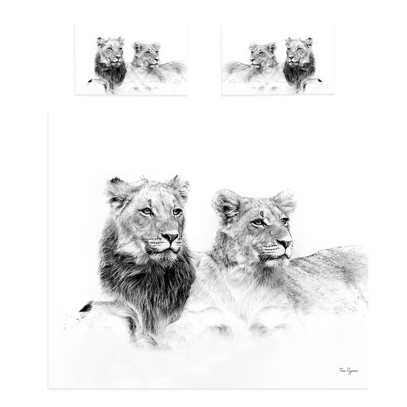 Lion Teenager Black White By Fanie Heymans Duvet Cover Set