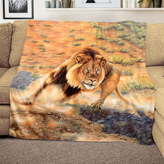 Lion Light Weight Fleece Blanket by Delene Lambert